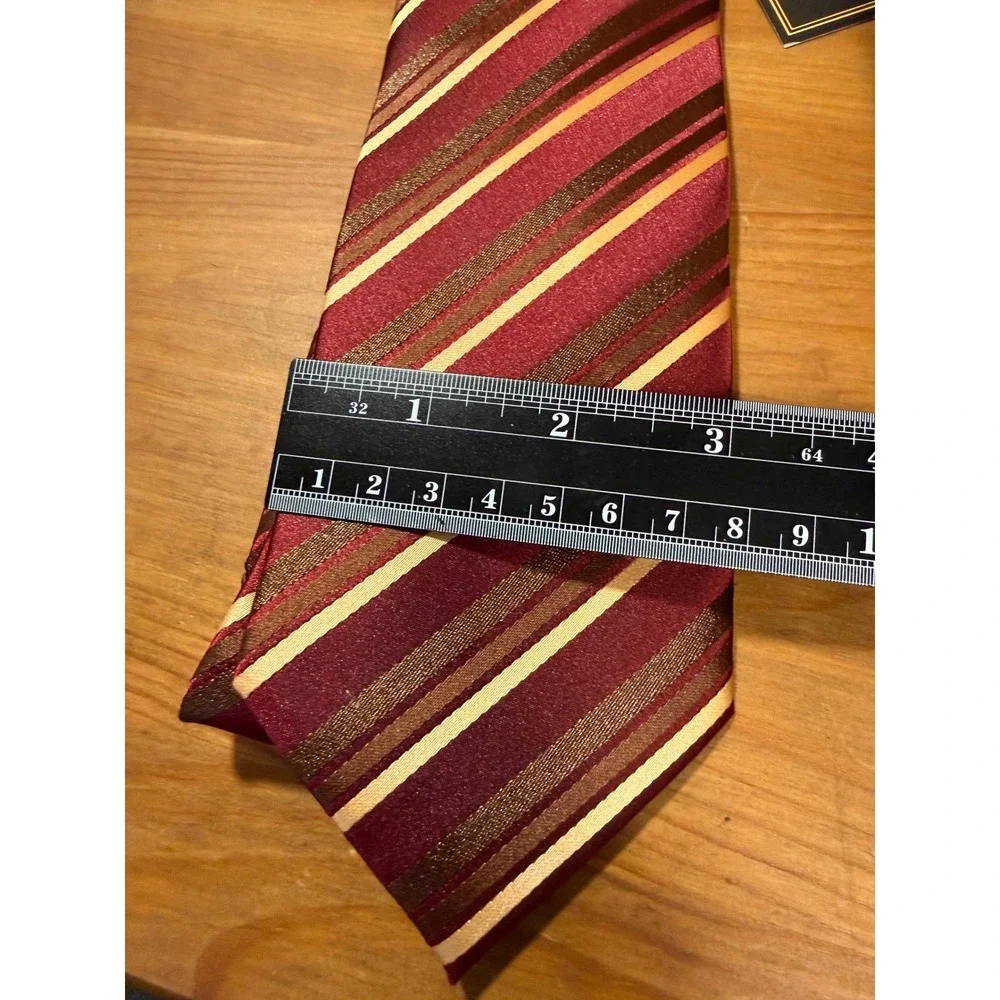 DIBANGU Mens Silk Tie Lot of 3 Burgundy Red Striped Geometric Classic NWT